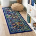 thumbnail image 1 of Unique Loom Calypso Collection Area Rug - Trinidad (2' x 6' Runner Navy Blue/Green), 1 of 7