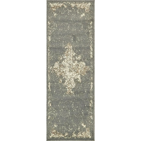 Unique Loom Tuareg Collection Area Rug - Medallion (2' 7" x 10' Runner Gray/Beige)