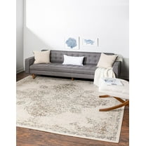 Unique Loom Tuareg Collection Area Rug - Medallion (8' Square Cream/Beige)