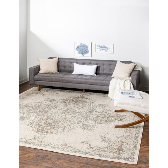 Unique Loom Tuareg Collection Area Rug - Medallion (8' Square Cream/Beige)