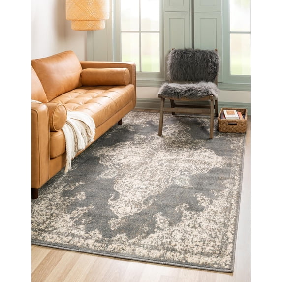 Unique Loom Tuareg Collection Area Rug - Medallion (9' x 12' Rectangle Gray/Beige)