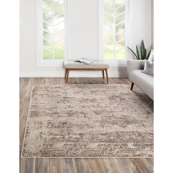 Unique Loom Tuareg Collection Area Rug - Sand Dune (8' Square Cream/Beige)