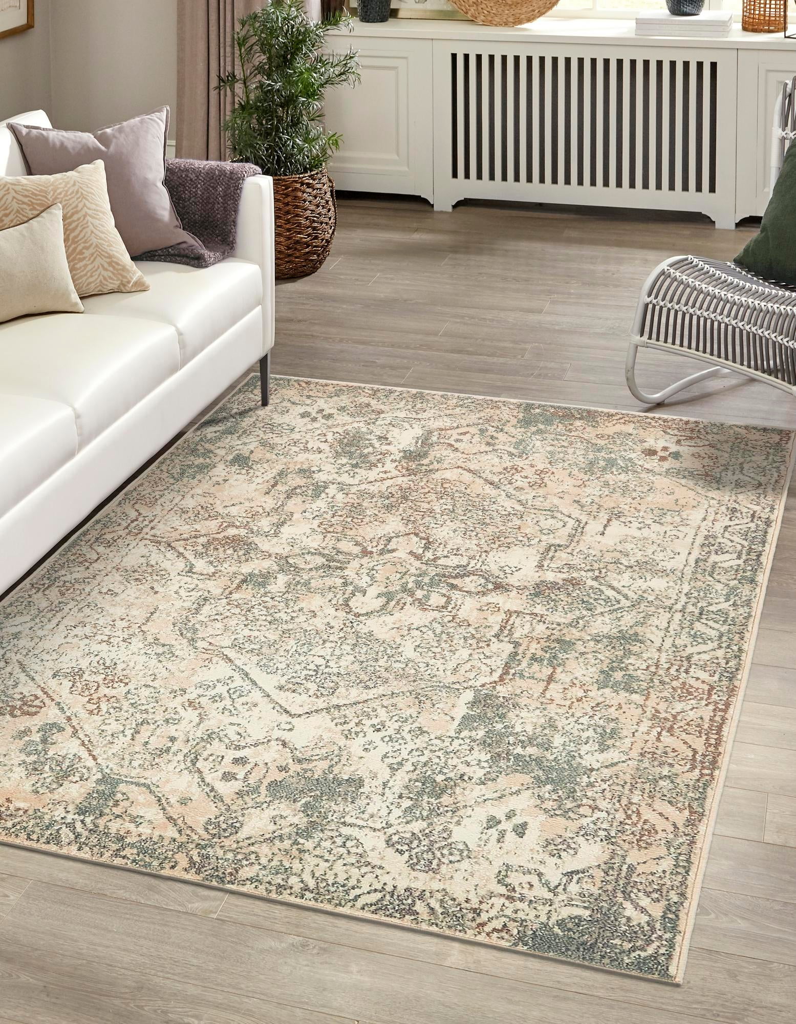 Gray Abstract 9' x 12' Synthetic Rectangular Area Rug