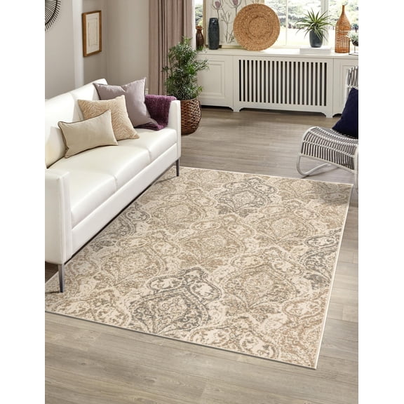 unique loom sahara collection beige 5 x 8 area rug (5' x 8')