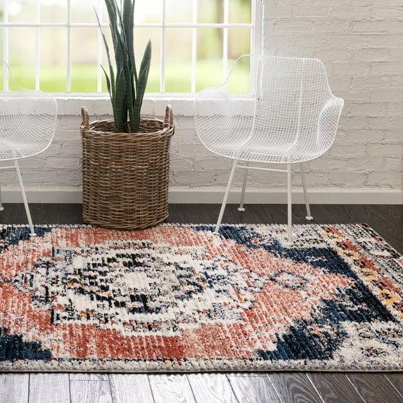 Unique Loom Tucson Collection Area Rug - Tubac (9' x 12' Rectangle Rust Red/Black)