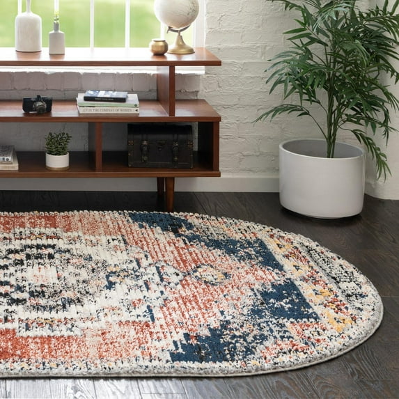 Unique Loom Tucson Collection Area Rug - Tubac (8' x 10' Oval Rust Red/Black)