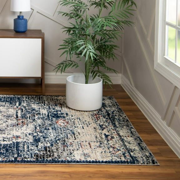 Unique Loom Tucson Collection Area Rug - Tubac (2' x 3' Rectangle Blue/Black)