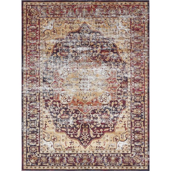 Unique Loom Turin Augustus Rug Rust Red/Blue 9' x 12' 2" Rectangle Border Bohemian Perfect For Living Room Bed Room Dining Room Office