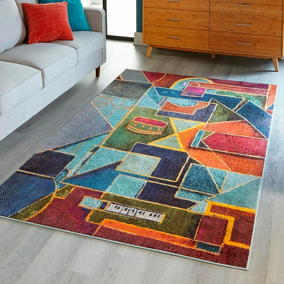 Unique Loom Haerfest Collection Area Rug - Uganda (2' x 3' Rectangle Multi/Blue)