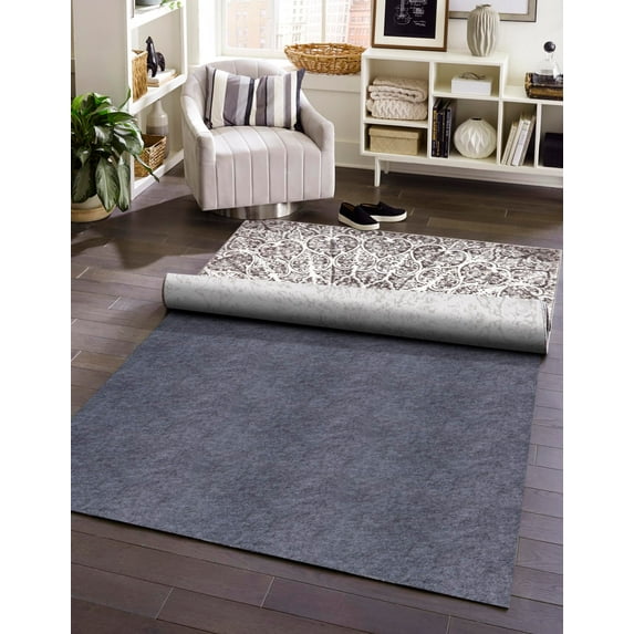 Unique Loom Uni-Luxe Dual Surface Felt and Rubber Non-Slip Rug Pad 1/4" Thick (5' 11" Round)