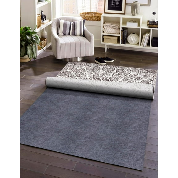 Unique Loom Uni-Luxe Dual Surface Felt and Rubber Non-Slip Rug Pad 1/4" Thick (9' 10" Square)