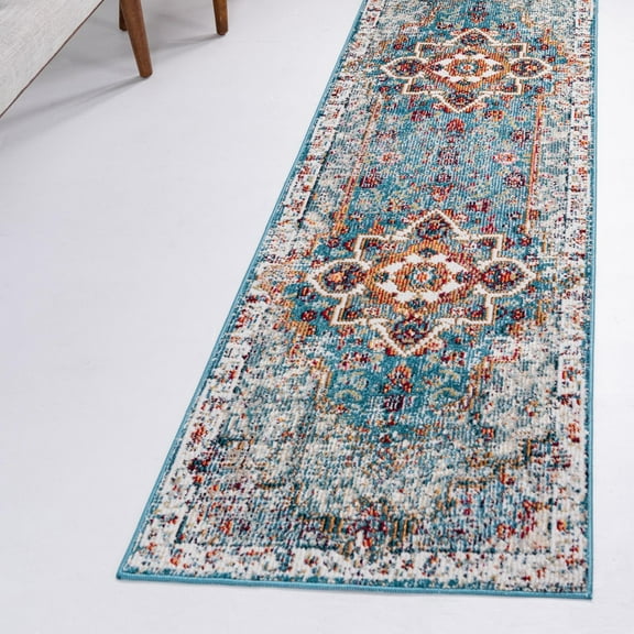 Unique Loom Charm Collection Area Rug - Unicorn (2' 2" x 6' 1" Runner Turquoise/Black)