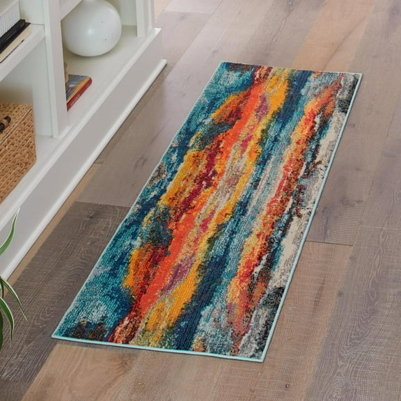 Unique Loom Haerfest Collection Area Rug - Unity (2' x 8' Runner Multi/Blue)