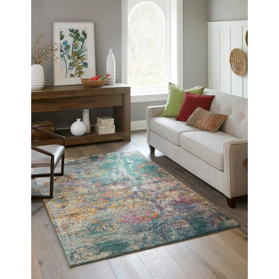 Unique Loom Uppsala Aurora Rug , 8' 0" x 10' 0" ,Blue