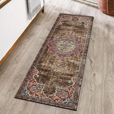 Unique Loom Utopia Collection Area Rug - Helios (2' x 6' 1" Runner Chocolate Brown/Beige)