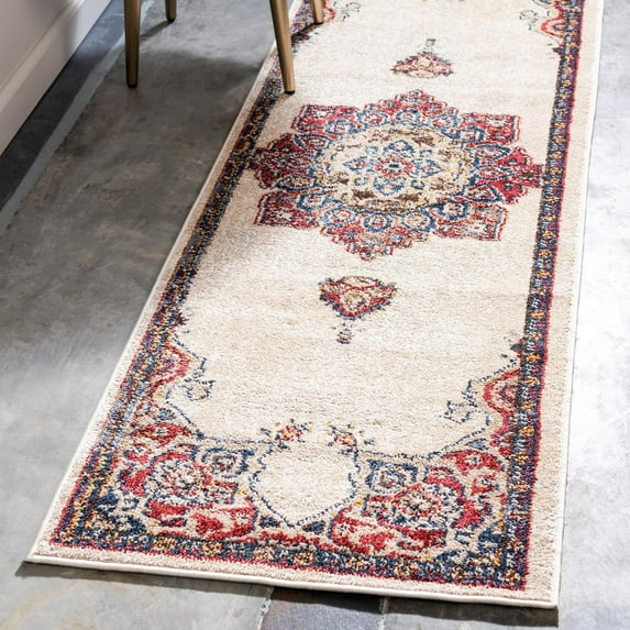 Unique Loom Utopia Collection Area Rug - Helios (2' x 6' 1" Runner Cream/Blue)