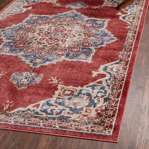 Unique Loom Utopia Collection Area Rug - Helios (4' x 6' Rectangle Burgundy/Blue)