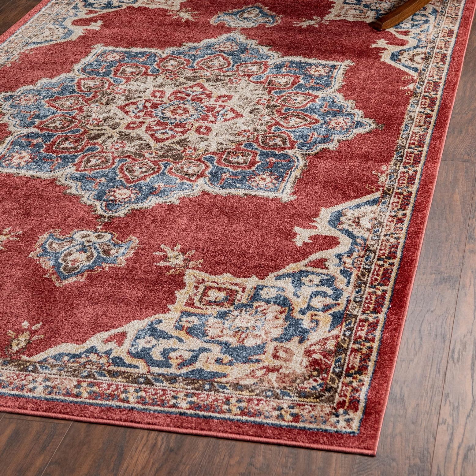 Eden Abstract Burgundy & Beige 5' x 8' Synthetic Area Rug