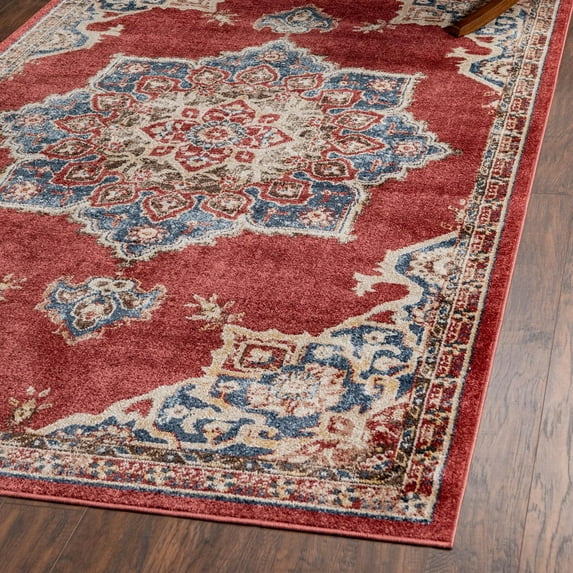 Unique Loom Utopia Collection Area Rug - Helios (7' 1" x 10' Rectangle Burgundy/Blue)