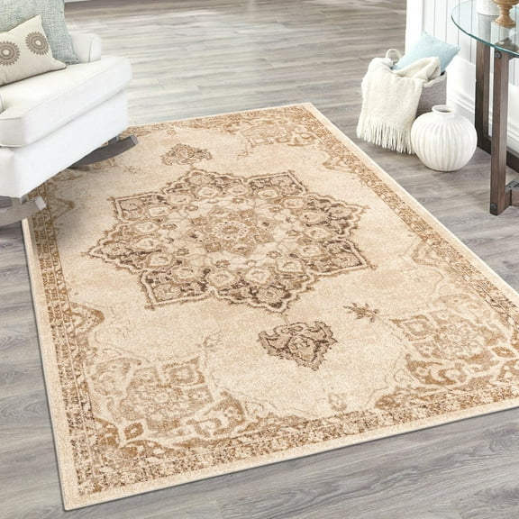 Unique Loom Utopia Collection Area Rug - Helios (9' x 12' Rectangle Beige/Brown)