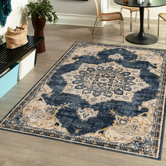 Unique Loom Utopia Collection Area Rug - Helios (9' x 12' Rectangle Navy Blue/Light Blue)