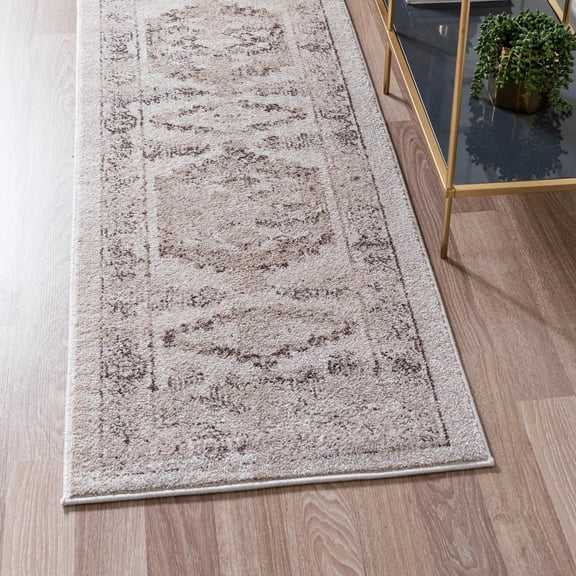 Unique Loom Utopia Collection Area Rug - Larissa (2' 7" x 10' Runner Beige/Cream)