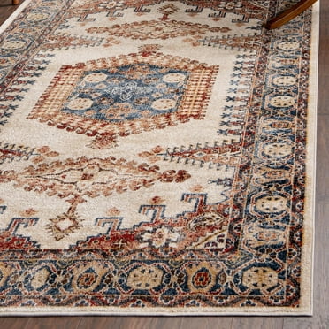 Unique Loom Utopia Collection Area Rug - Larissa (5' 1" x 8' Rectangle Cream/Blue)