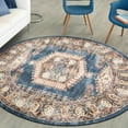 thumbnail image 1 of Unique Loom Utopia Collection Area Rug - Larissa (7' Round Blue/Brown), 1 of 7