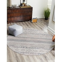 Unique Loom Timeless Collection Area Rug - Verona (7' 6" Round Gray/Ivory)