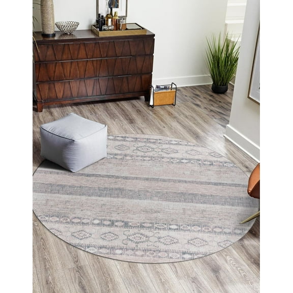 Unique Loom Timeless Collection Area Rug - Verona (7' 6" Round Gray/Ivory)