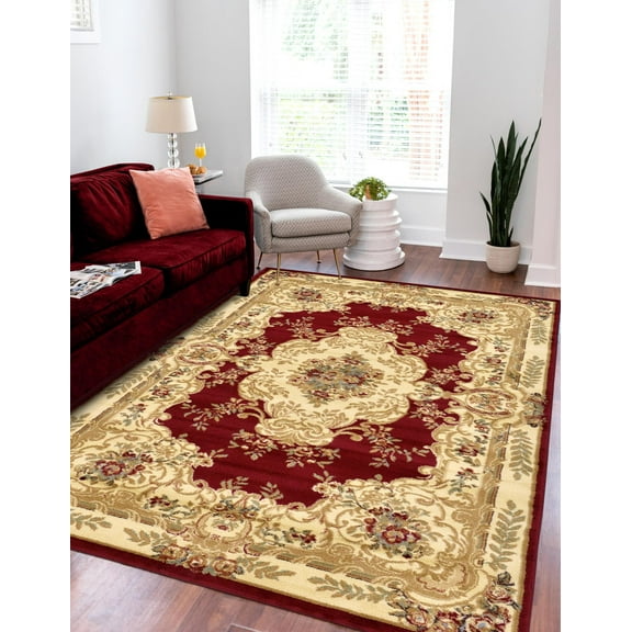 Unique Loom Versailles Collection Area Rug - Charles (5' 3" x 8' Rectangle Red/Cream)