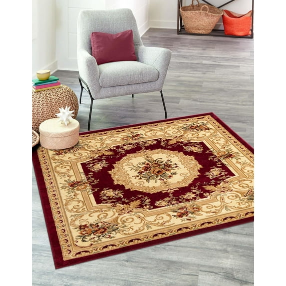 Unique Loom Versailles Collection Area Rug - Henry (10' Square Red/Brown)