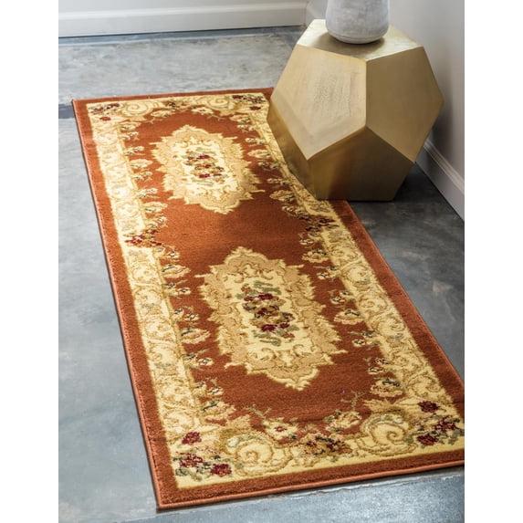Unique Loom Versailles Collection Area Rug - Henry (2' 7" x 10' Runner Brick Red/Brown)
