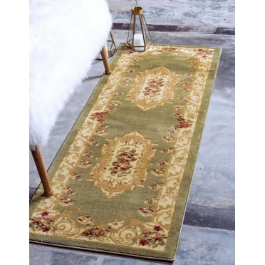 Unique Loom Versailles Collection Area Rug - Henry (2' 7" x 10' Runner Green/Cream)