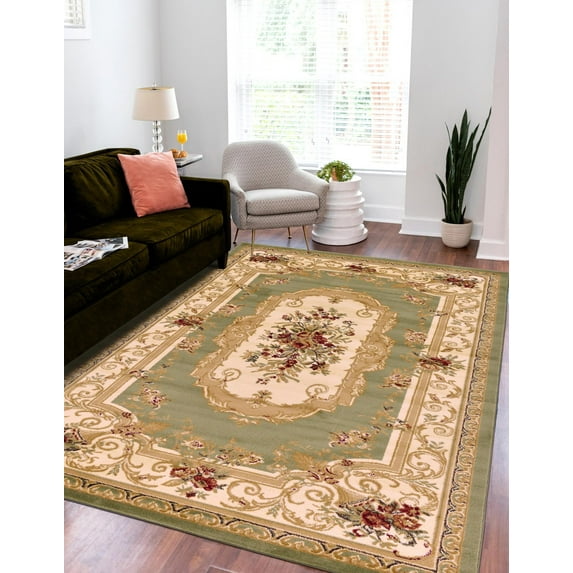 Unique Loom Versailles Collection Area Rug - Henry (4' 1" x 6' 1" Rectangle Green/Cream)