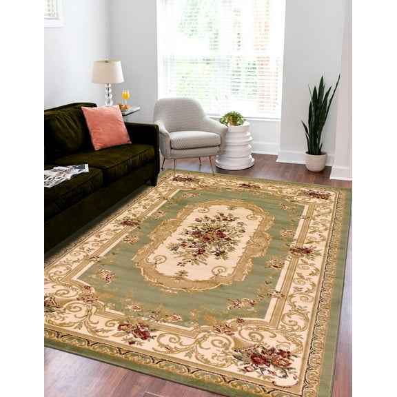 Unique Loom Versailles Collection Area Rug - Henry (5' 3" x 8' Rectangle Green/Cream)