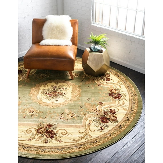 Unique Loom Versailles Collection Area Rug - Henry (6' 1" Round Green/Cream)