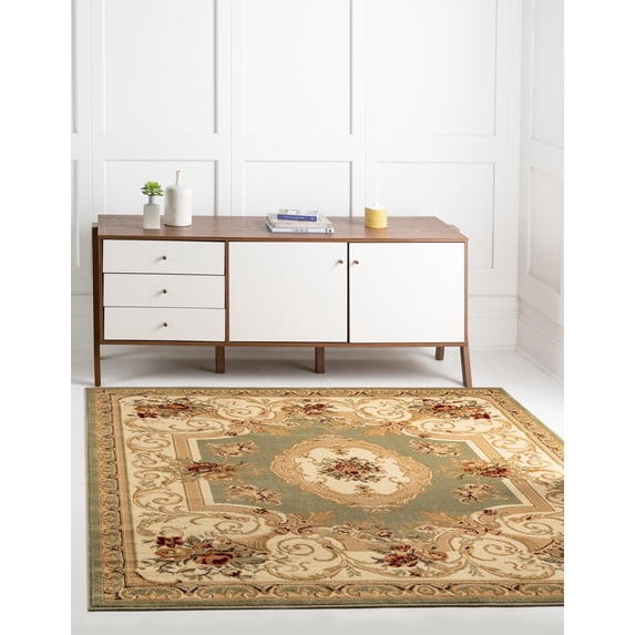 Unique Loom Versailles Collection Area Rug - Henry (6' 1" Square Green/Cream)