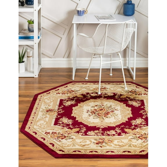 Unique Loom Versailles Collection Area Rug - Henry (7' 10" Octagon Red/Brown)