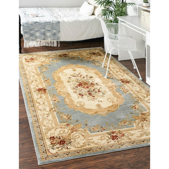 Unique Loom Versailles Collection Area Rug - Henry (9' x 12' Rectangle Light Blue/Cream)