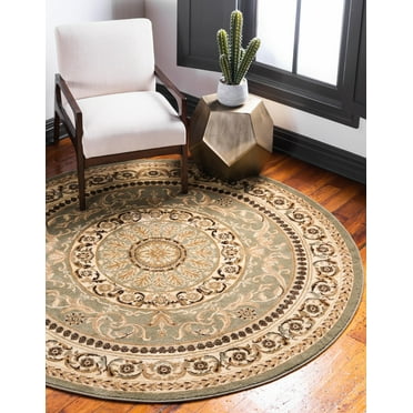 Unique Loom Versailles Collection Area Rug - Napoleon (6' 1" Round Light Green/Cream)