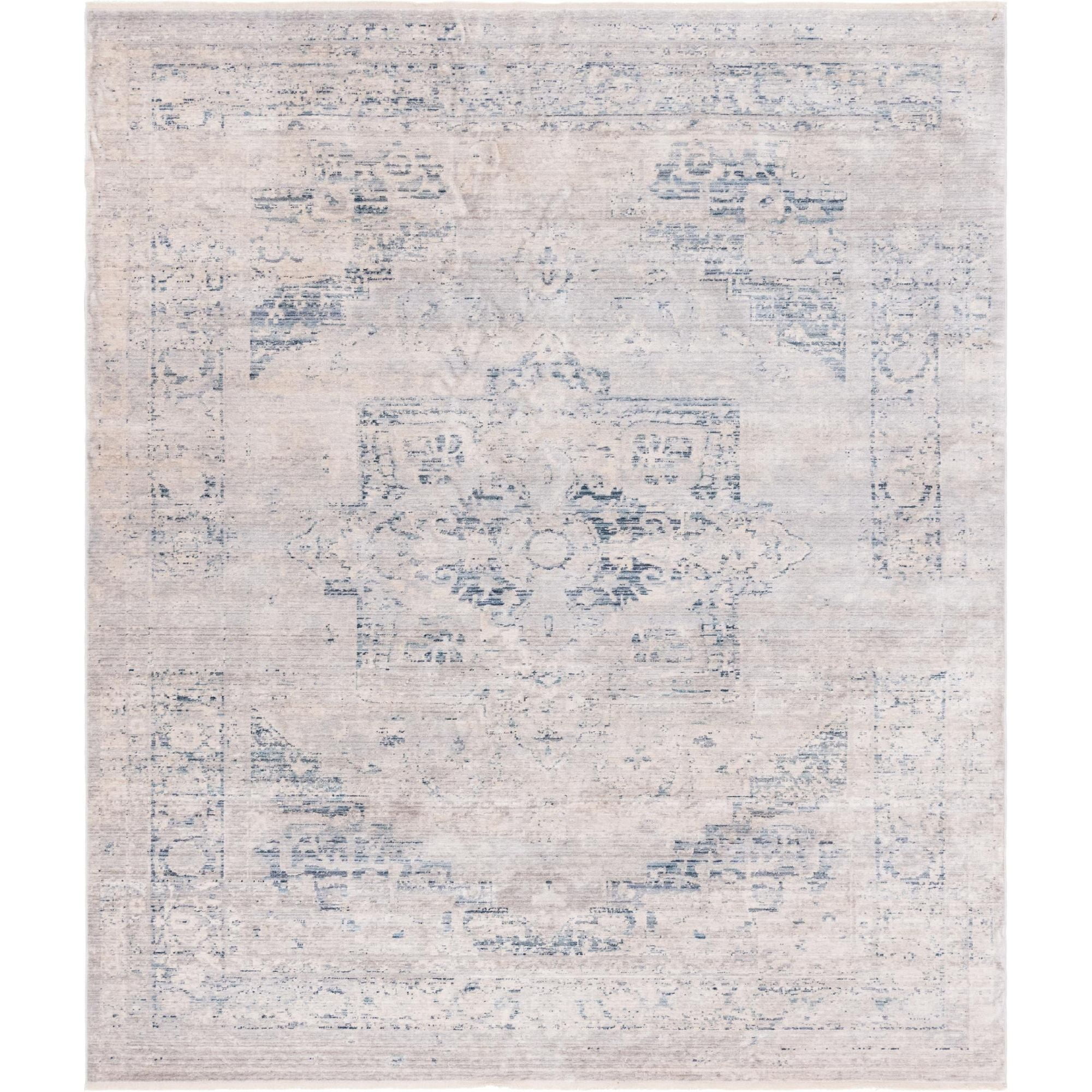 Unique Loom Victoria Noble Rug Gray/Blue 8' x 10' Rectangle Medallion Country Perfect For Living