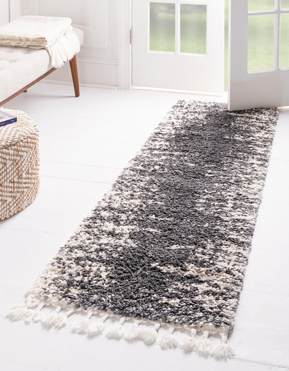 Unique Loom Vigie Serenity Shag Rug ,Runner,2' 7" x 12' 2" Gray Comfort