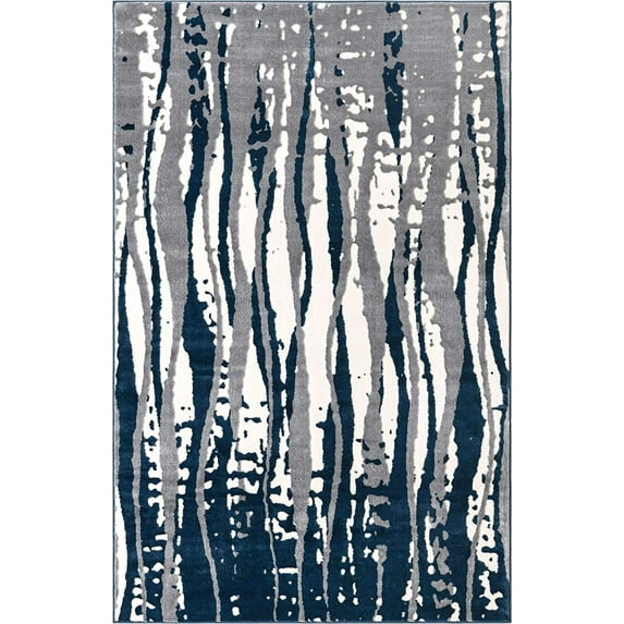 Vince Camuto Vince Camuto Collection Area Rug - Roma (5' 3" x 8' Rectangle Navy Blue/Ivory)