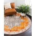 thumbnail image 1 of Unique Loom Violino Rosso Rug Orange/Beige 4' 1" Round Border Contemporary Perfect For Dining Room Entryway Bed Room, 1 of 7