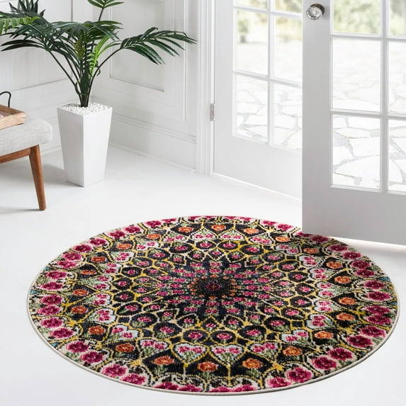 Unique Loom Vita Collection Area Rug - O' Keefe (8' Round Multi/Blue)