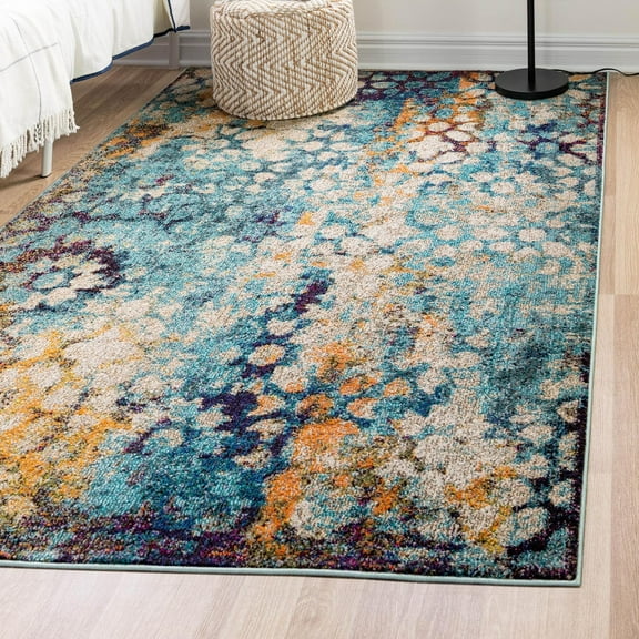 Unique Loom Vita Collection Area Rug - Pollock (3' 3" x 5' 3" Rectangle Blue/Brown)