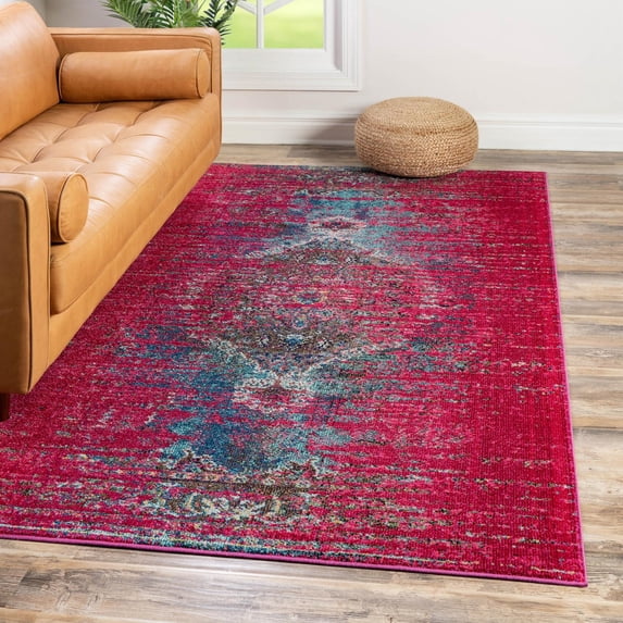 Unique Loom Vita Collection Area Rug - Warhol (5' 1" x 8' Rectangle Pink/Blue)