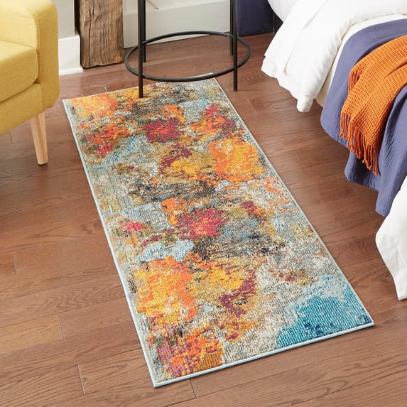 Unique Loom Vivid Collection Area Rug - Kolkata (2' x 8' Runner Multi/Yellow)