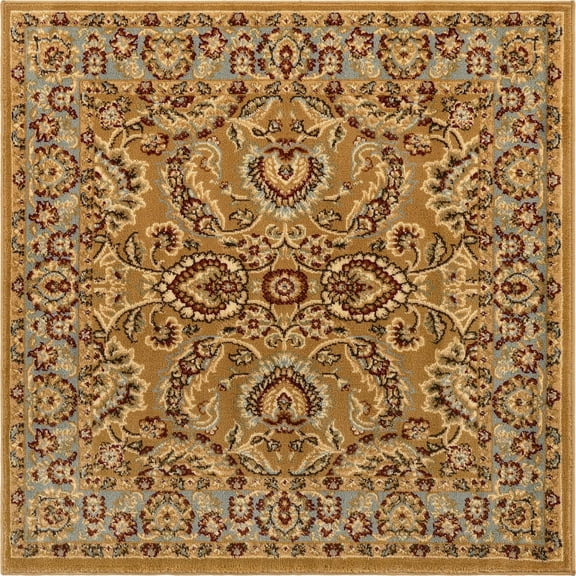 Unique Loom Voyage Collection Area Rug - Asheville (4' 1" Square Dark Yellow/Tan)